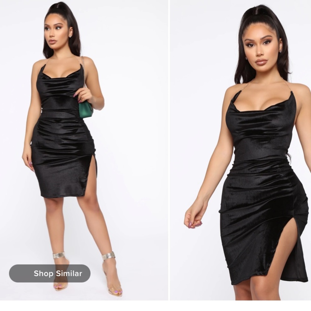 Black velvet dress from fashion nova